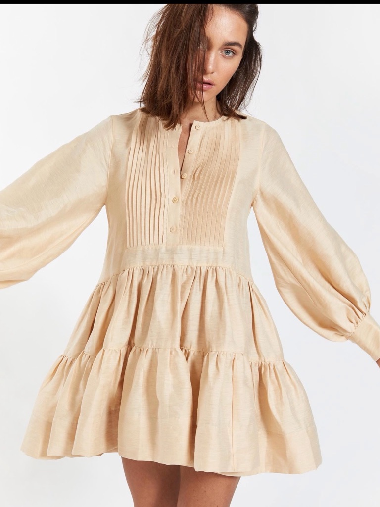 Shona Joy Peach Pintuck Tiered Mini Dress